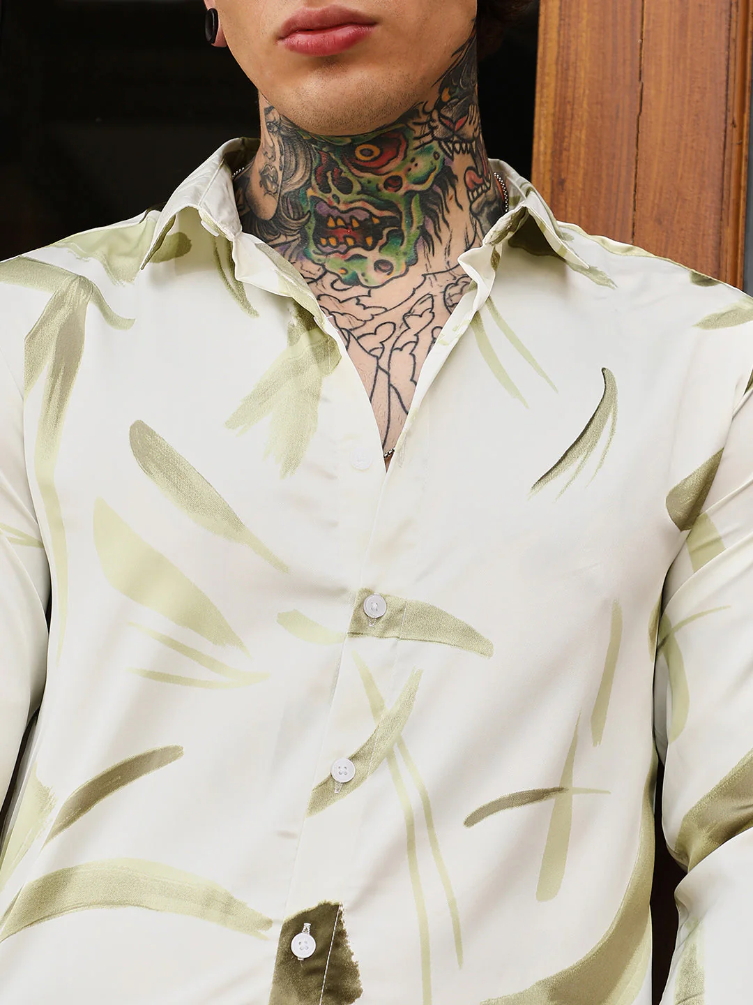 Contrast-Strokes Imprint Shirt - Image 7