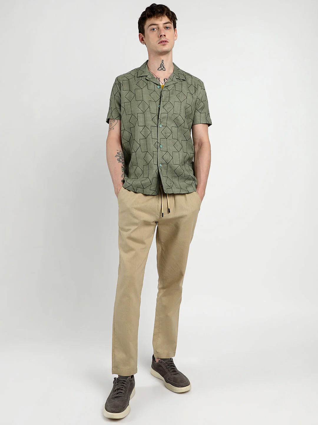 Embroidered Geometric-Lined Shirt - Image 5
