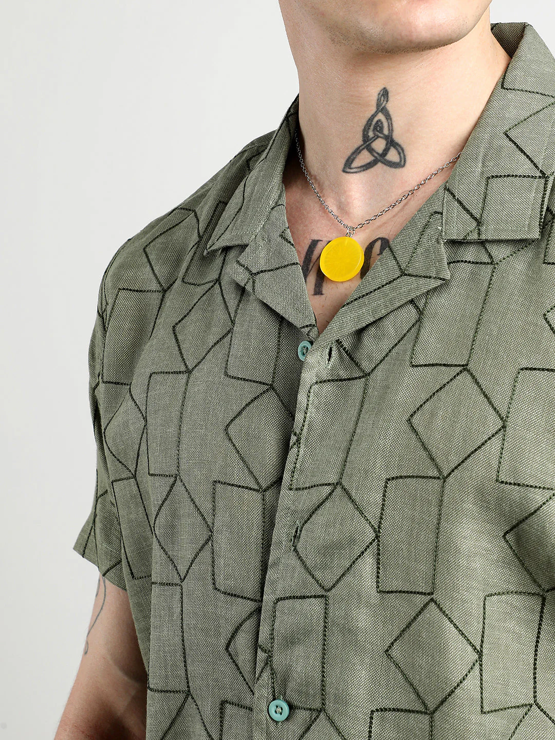 Embroidered Geometric-Lined Shirt - Image 7