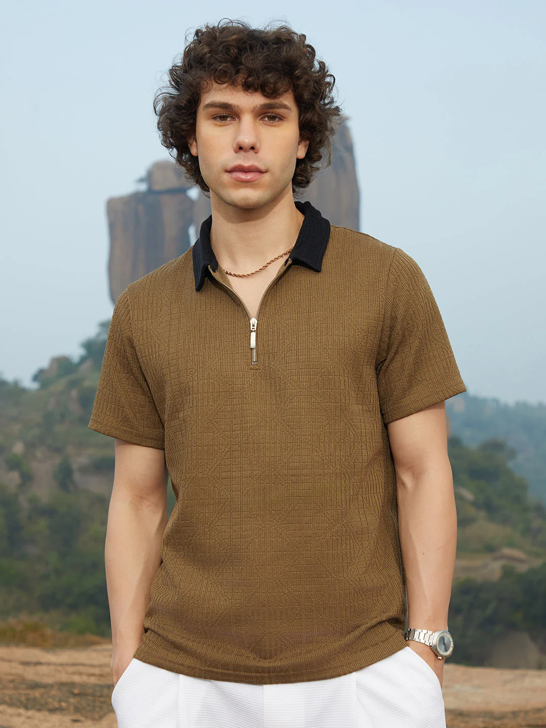 Oblique-Block Polo T-Shirt - Image 2