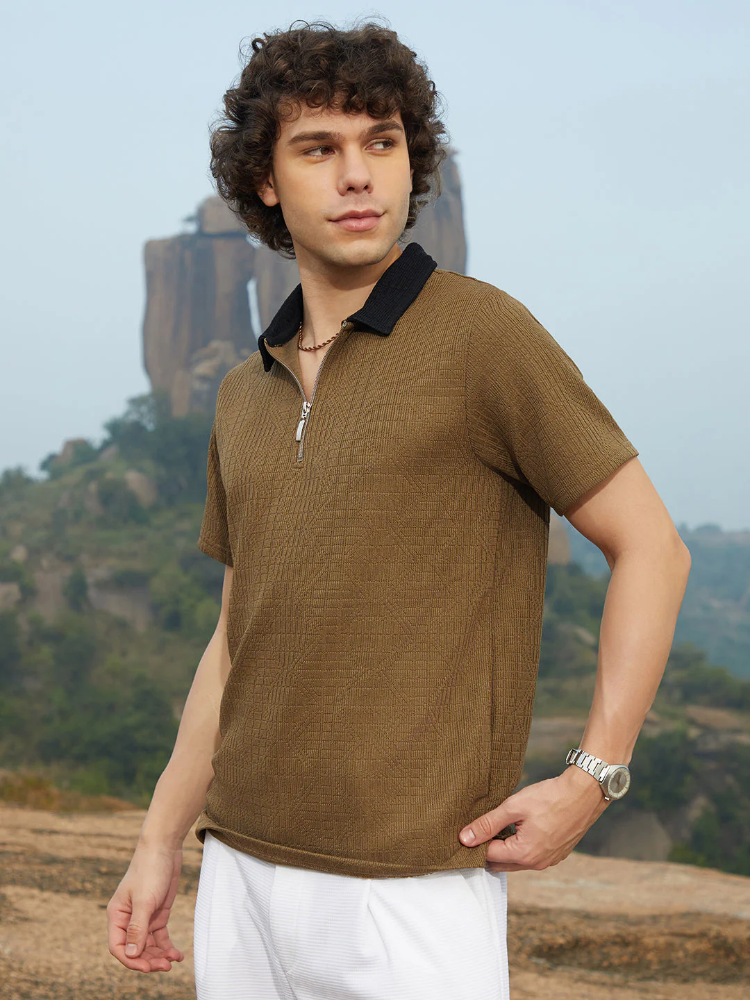 Oblique-Block Polo T-Shirt - Image 3