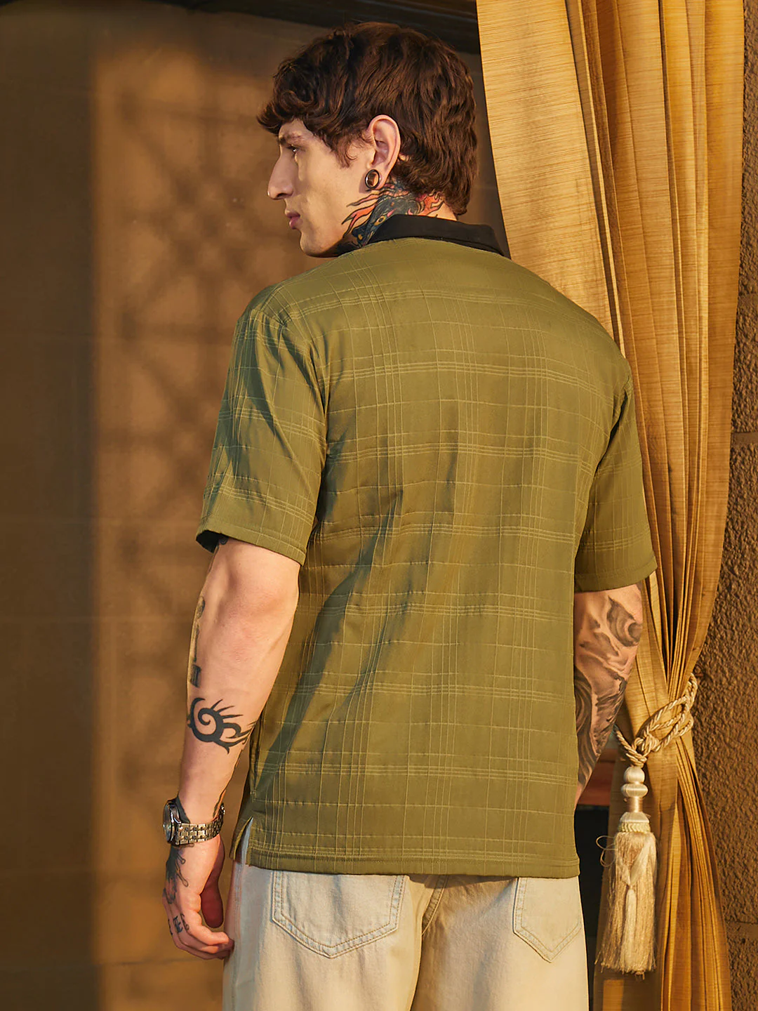 Contrast Grid Polo T-Shirt - Image 4