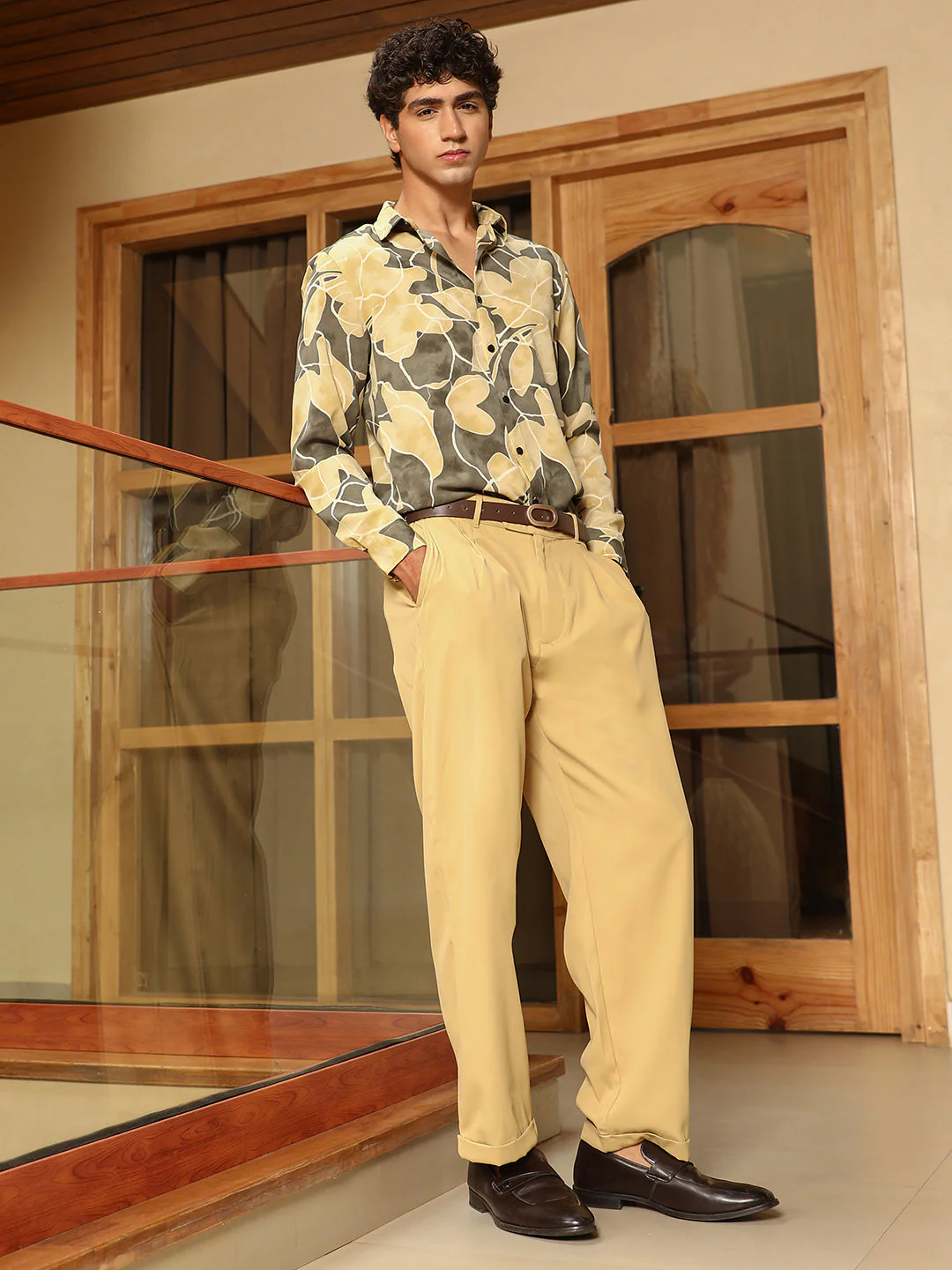 Artistic-Foliage Lined Imrprint Shirt - Image 6