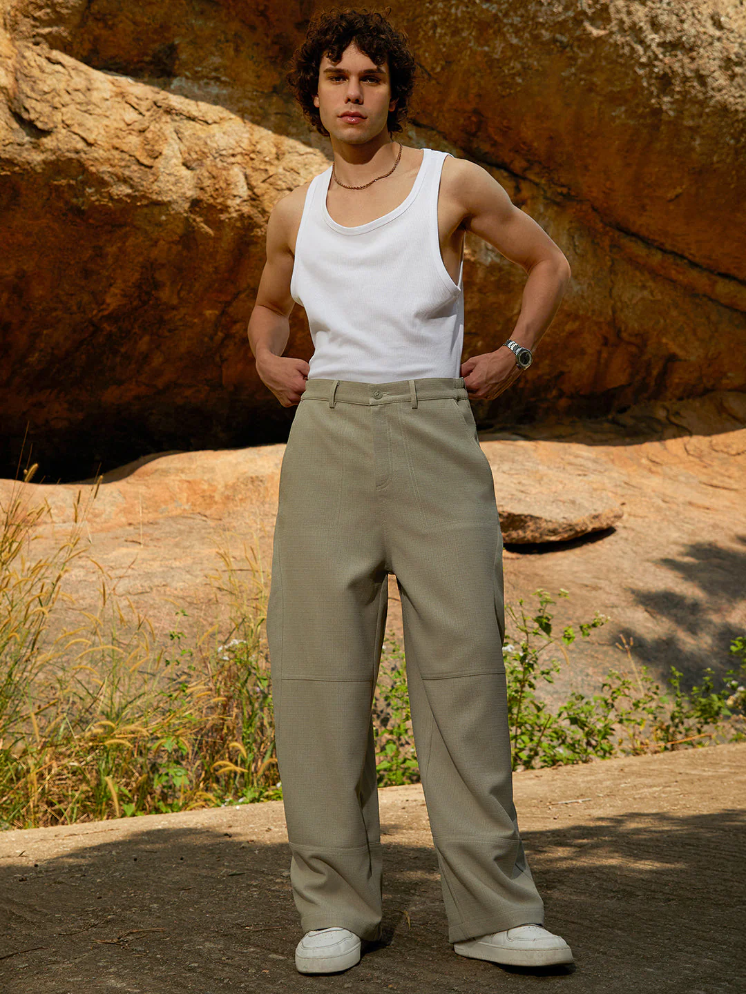 Lightweight - Panelled Baggy Cargo Trousers - Image 5