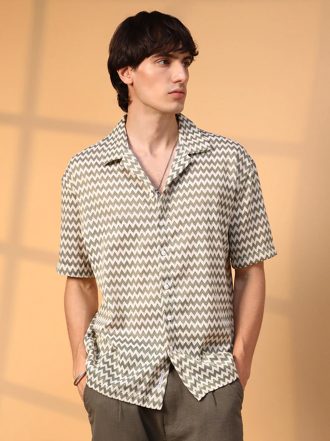 Chevron-Striped Oversized Shirt - Image 2
