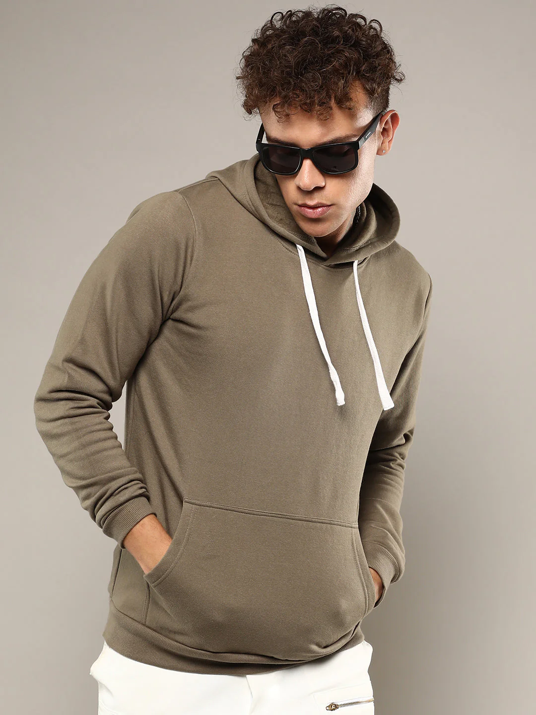 Pullover Hoodie With Contrast Drawstring