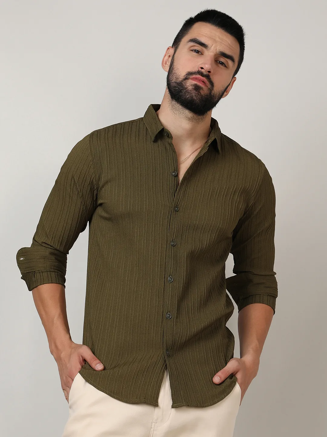 Self-Design Striped Shirt - Image 6