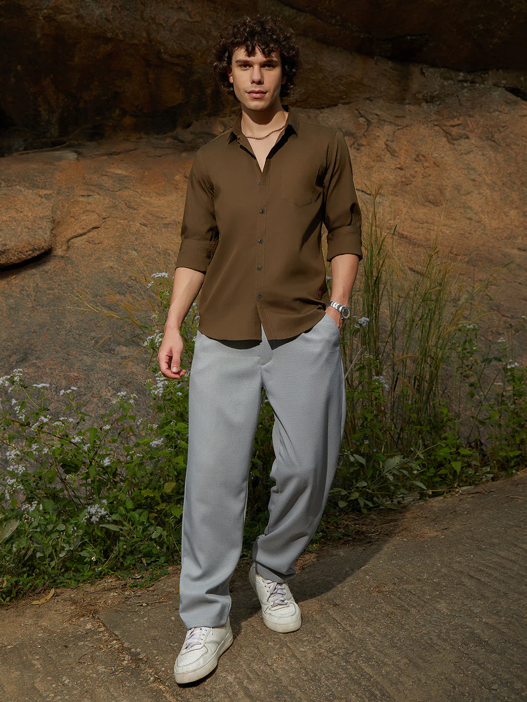 Solid Button-Up Shirt - Image 5