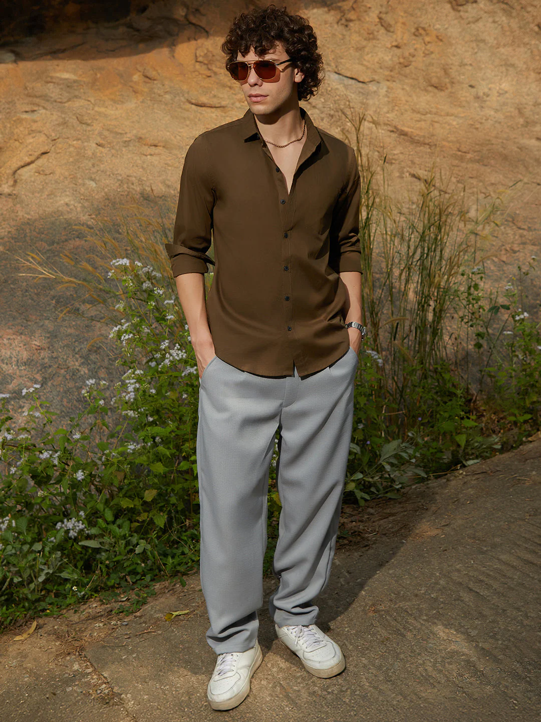 Solid Button-Up Shirt - Image 6