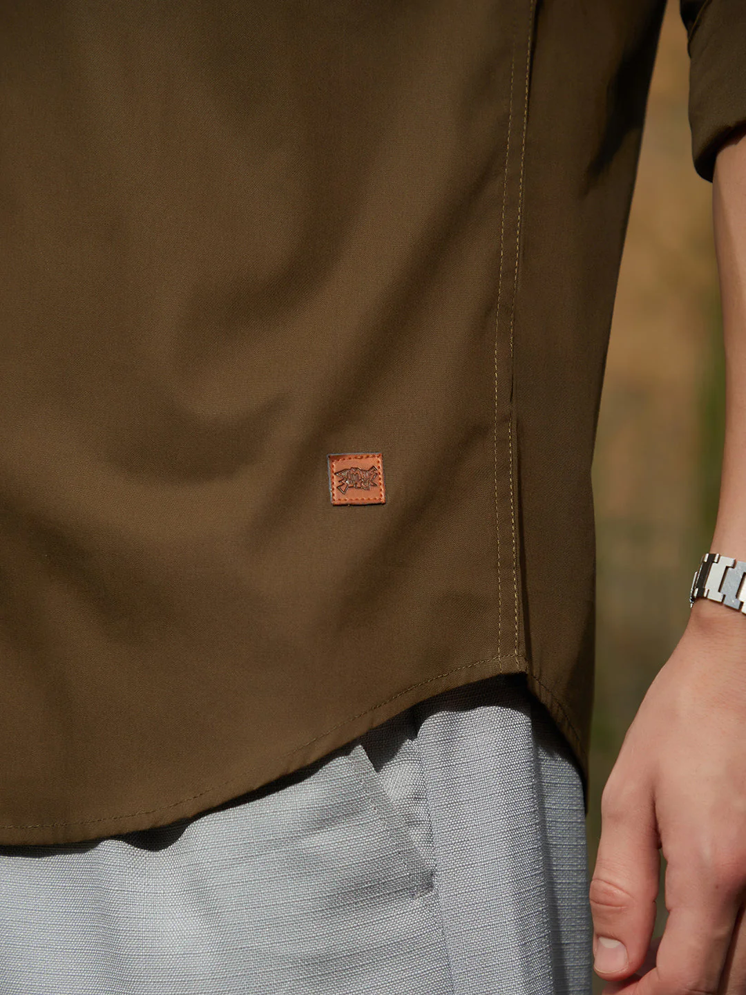 Solid Button-Up Shirt - Image 8