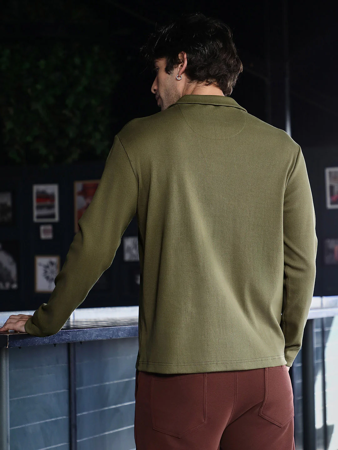 Solid Ribbed Polo T-Shirt - Image 4