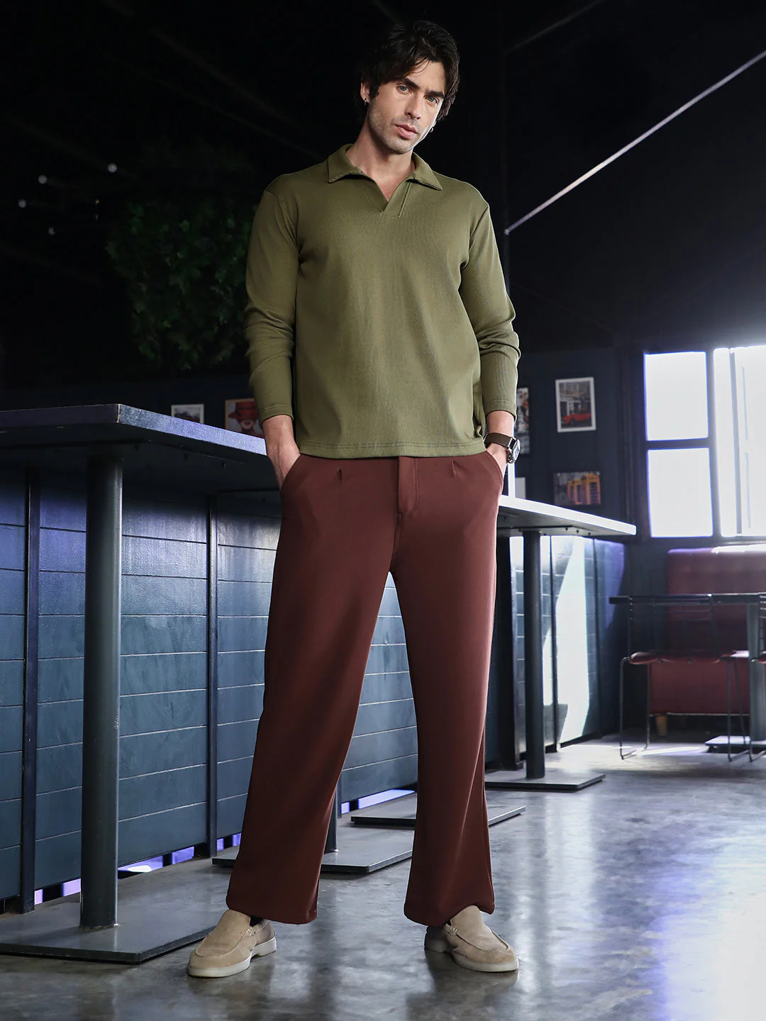 Solid Ribbed Polo T-Shirt - Image 5