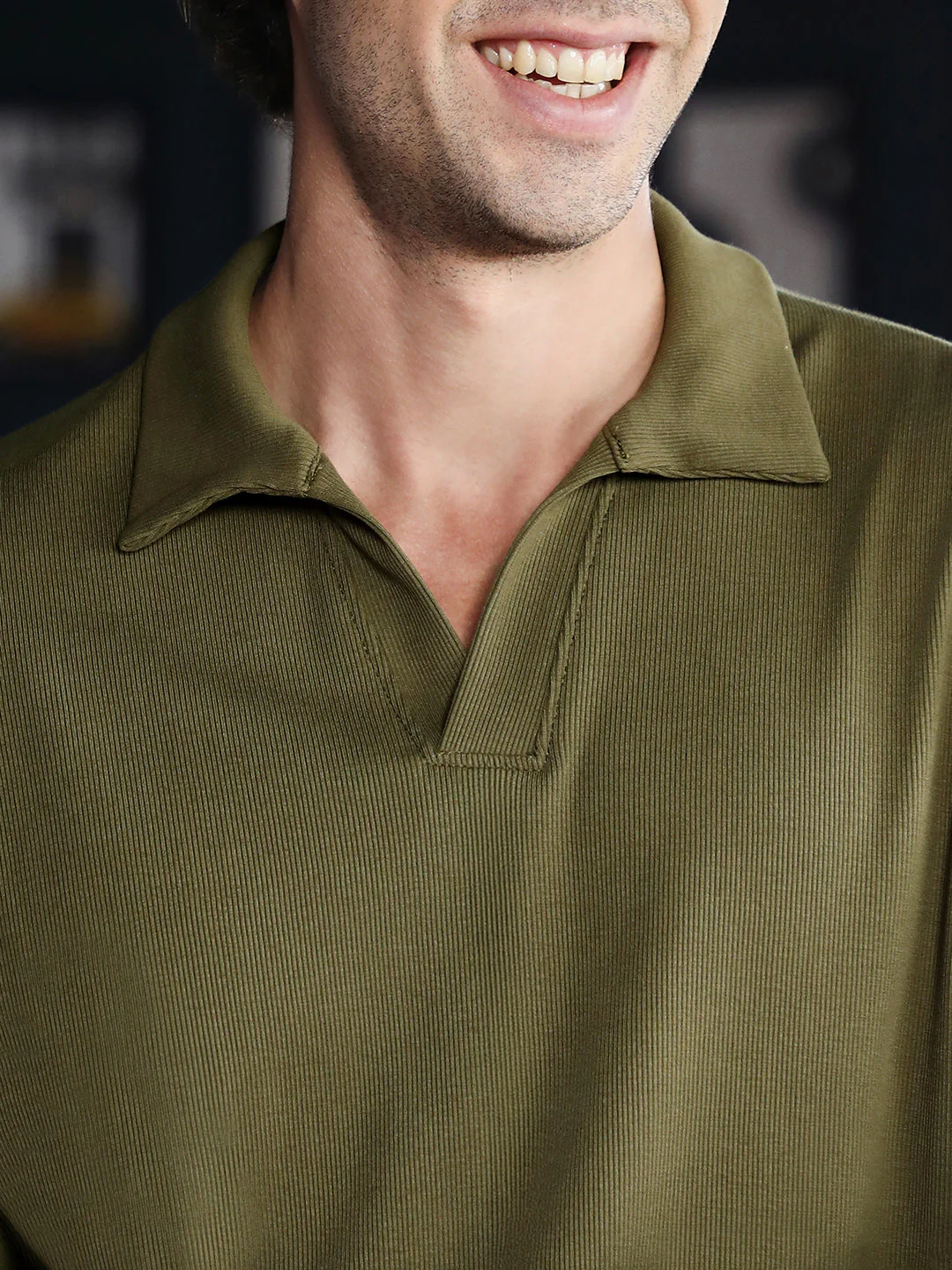 Solid Ribbed Polo T-Shirt - Image 7