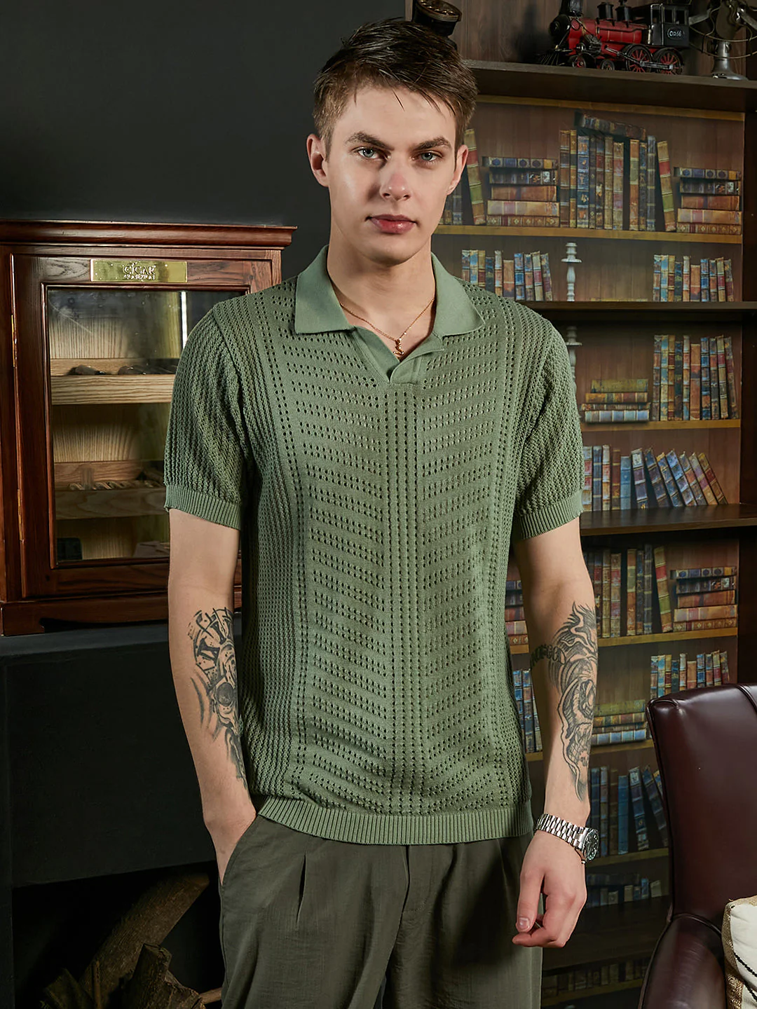 Textured-Knit Polo T-Shirt - Image 2