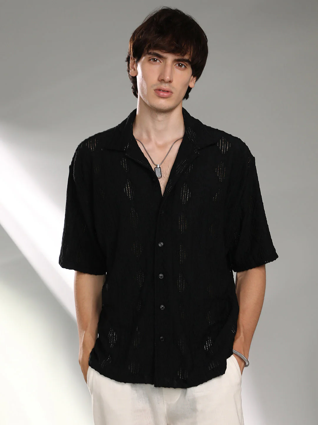 Argyle-Textured Oversized Shirt - Image 2