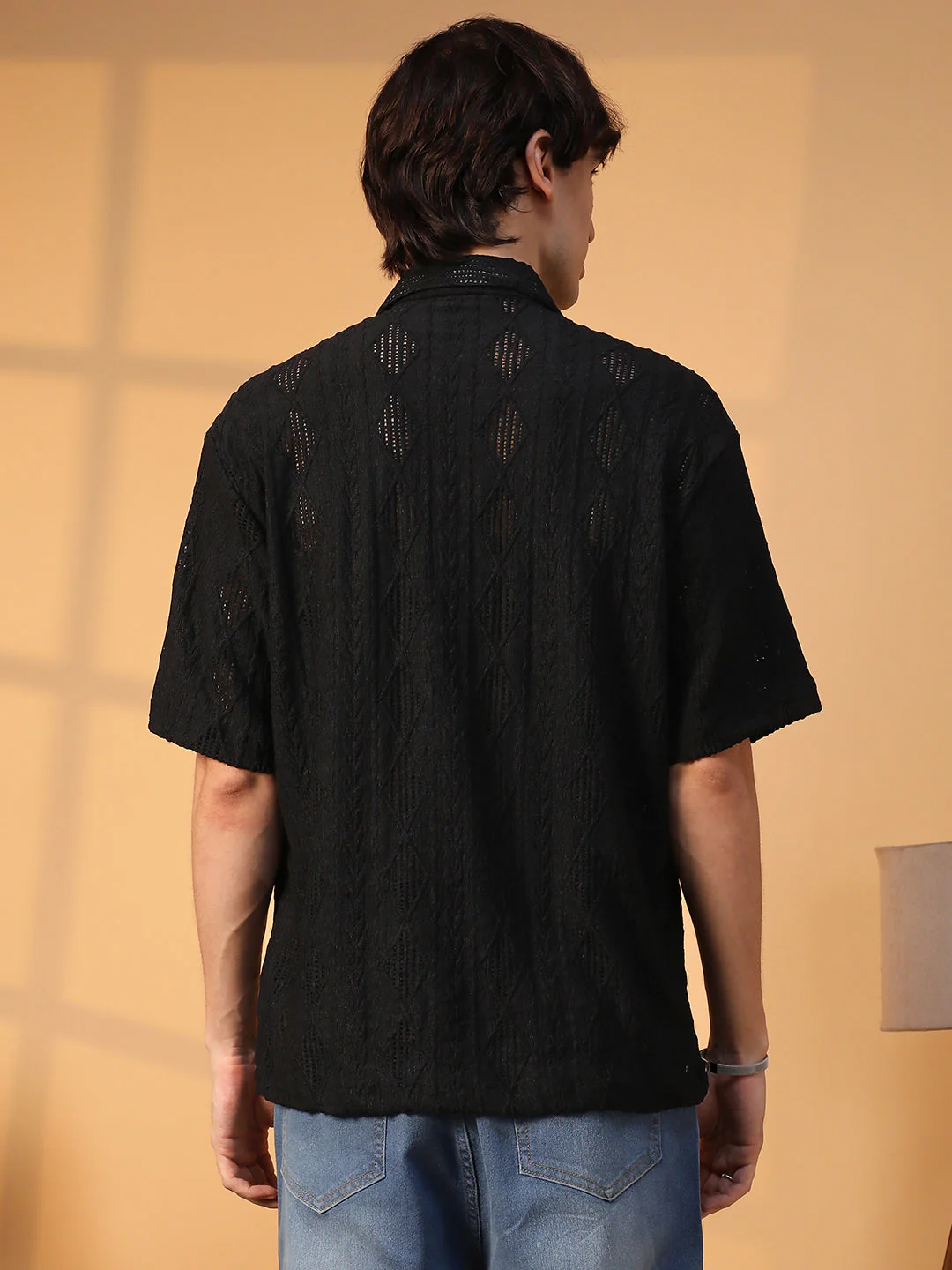 Argyle-Textured Oversized Shirt - Image 4
