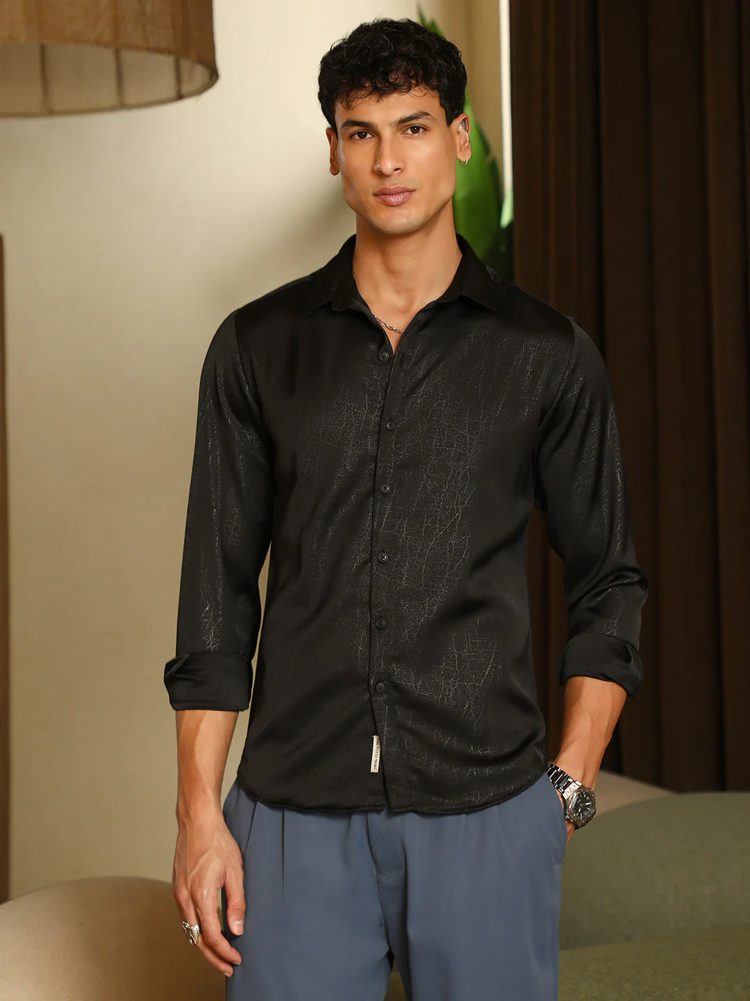 Axon-Jacquard Satin Shirt - Image 2