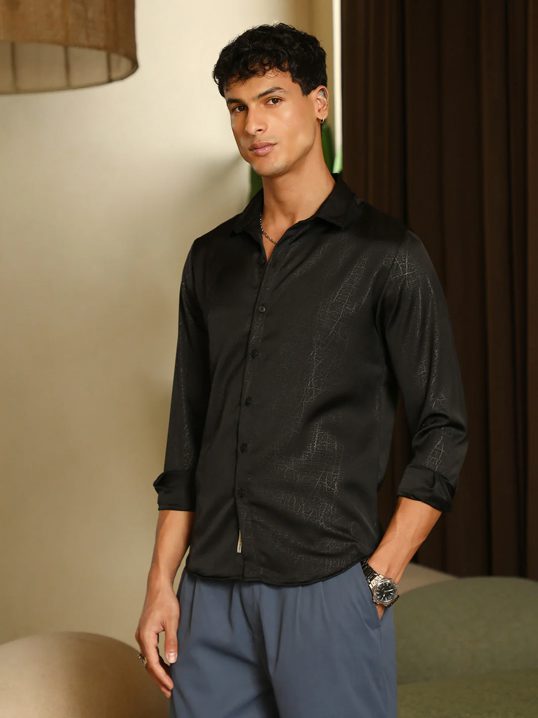 Axon-Jacquard Satin Shirt - Image 3