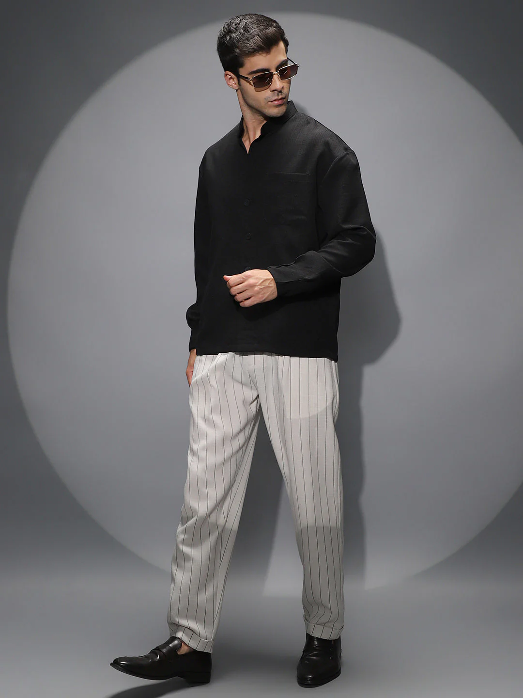 Band-Collar Heathered Shacket - Image 6