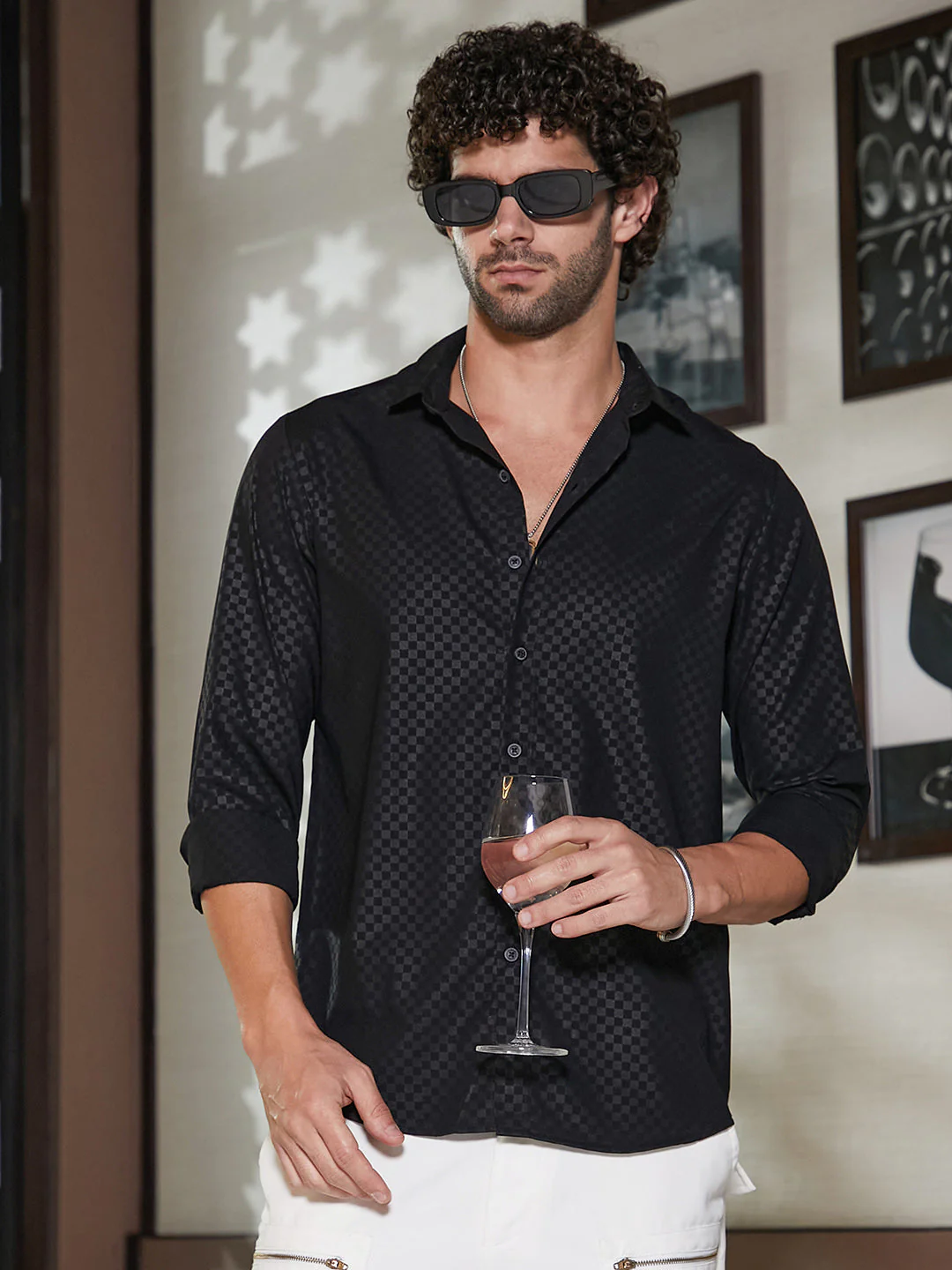 Checkered-Imprint Shirt
