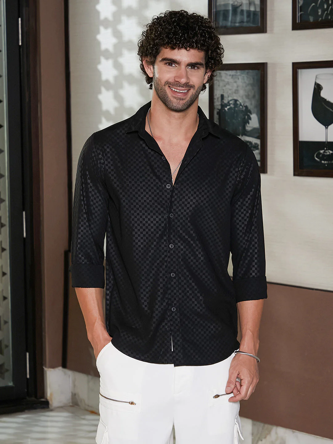 Checkered-Imprint Shirt - Image 2