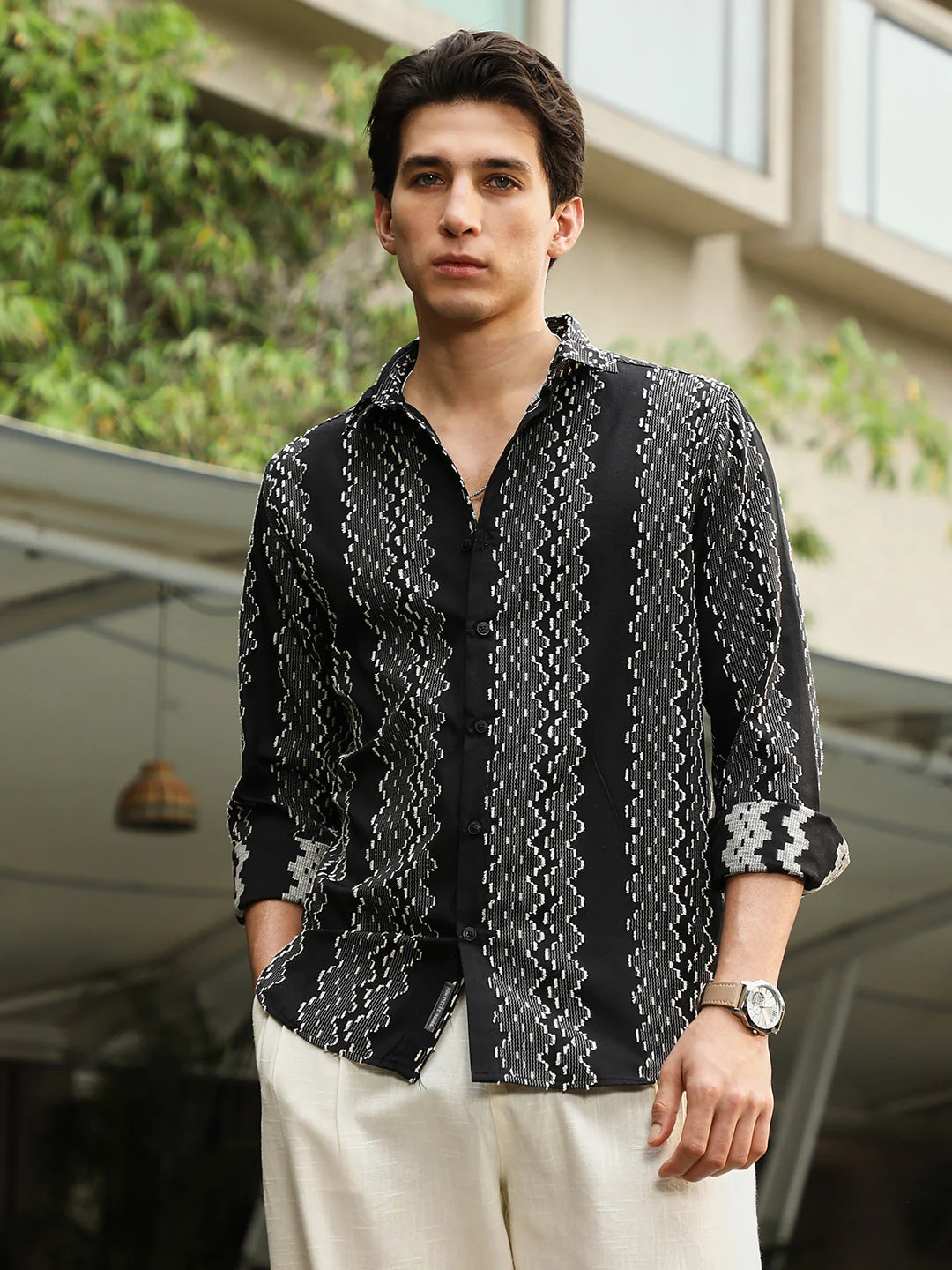 Cloudy-Panel Jacquard Shirt - Image 2