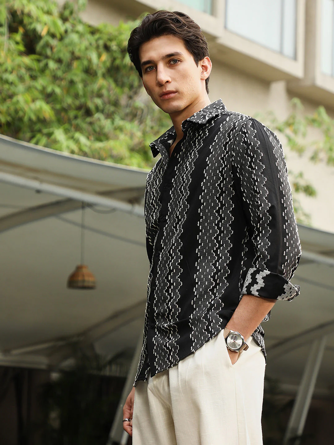 Cloudy-Panel Jacquard Shirt - Image 3