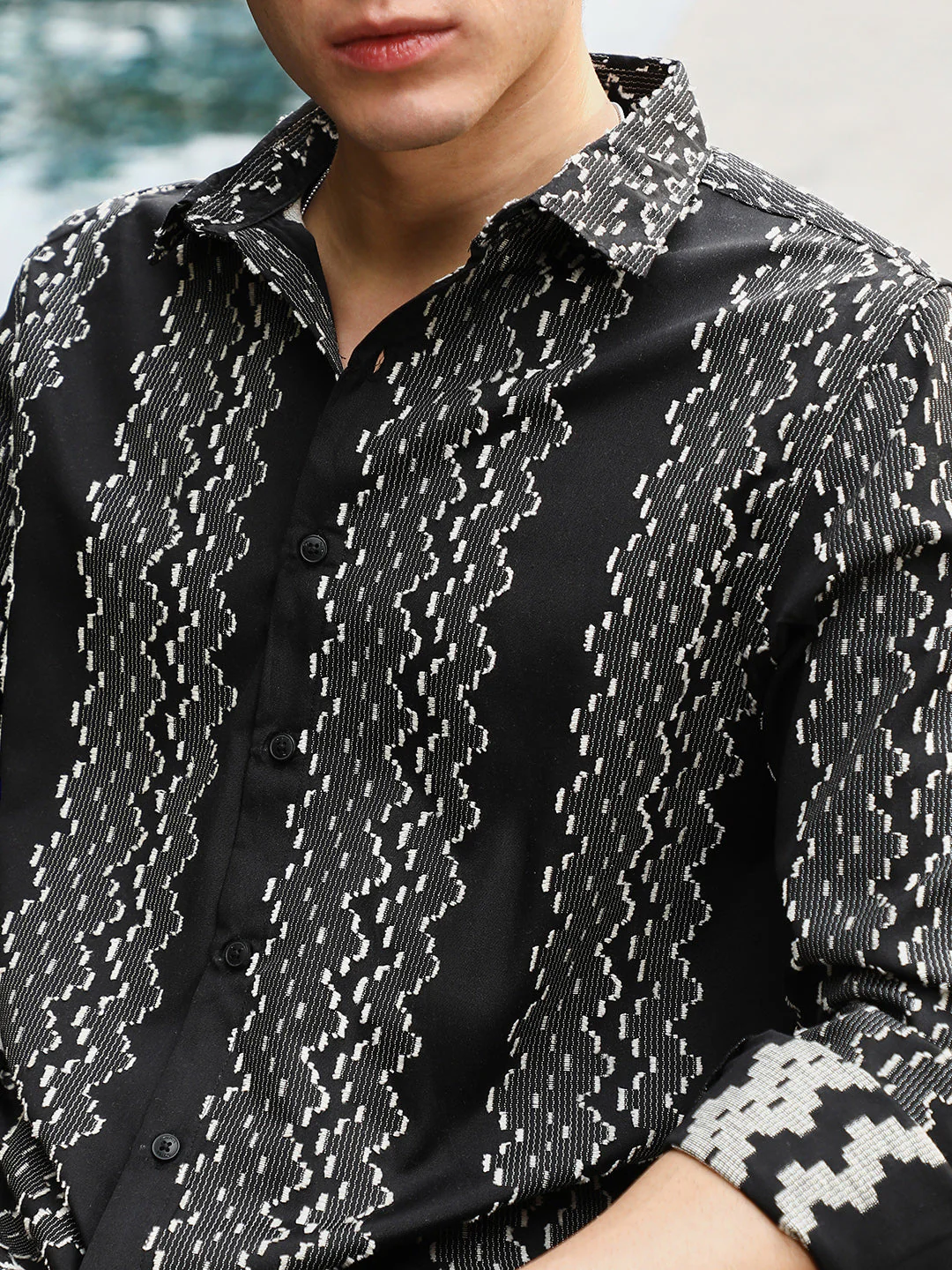 Cloudy-Panel Jacquard Shirt - Image 7