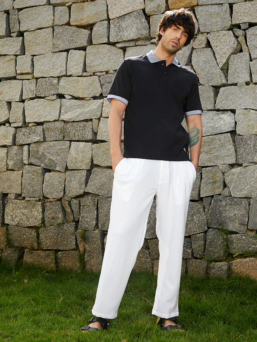 Contrast-Ribbed Polo T-Shirt - Image 5