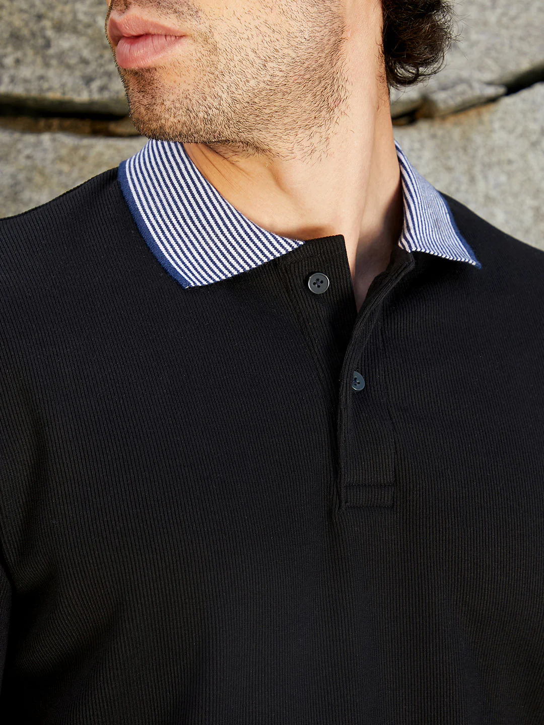 Contrast-Ribbed Polo T-Shirt - Image 7