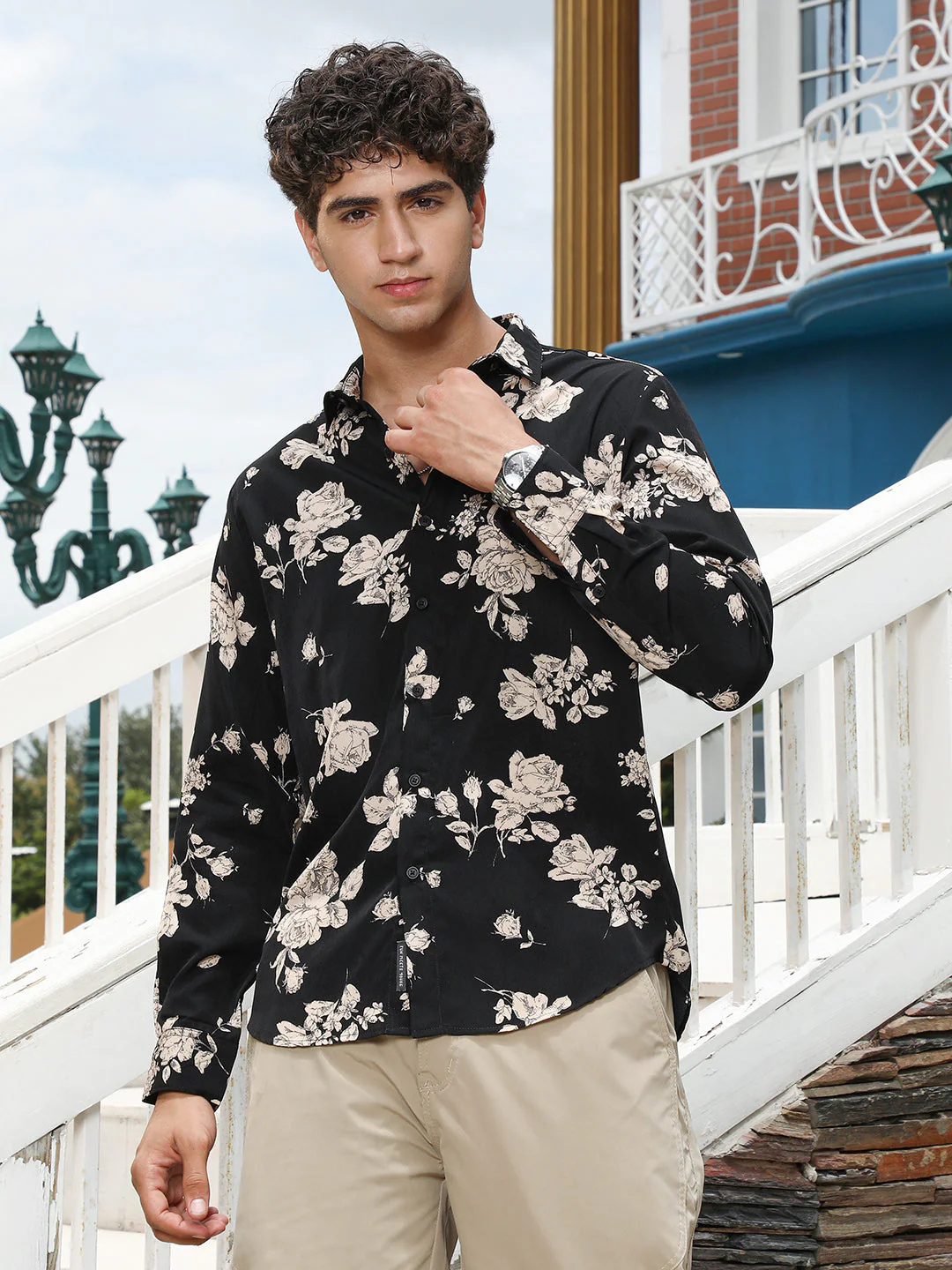 Contrast-Roses Imprint Shirt - Image 3