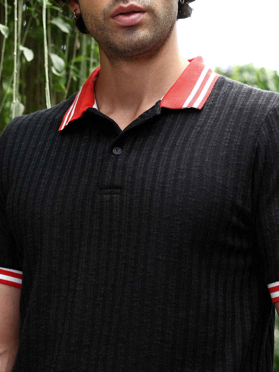 Contrast Vine-Tactile Polo T-Shirt - Image 7