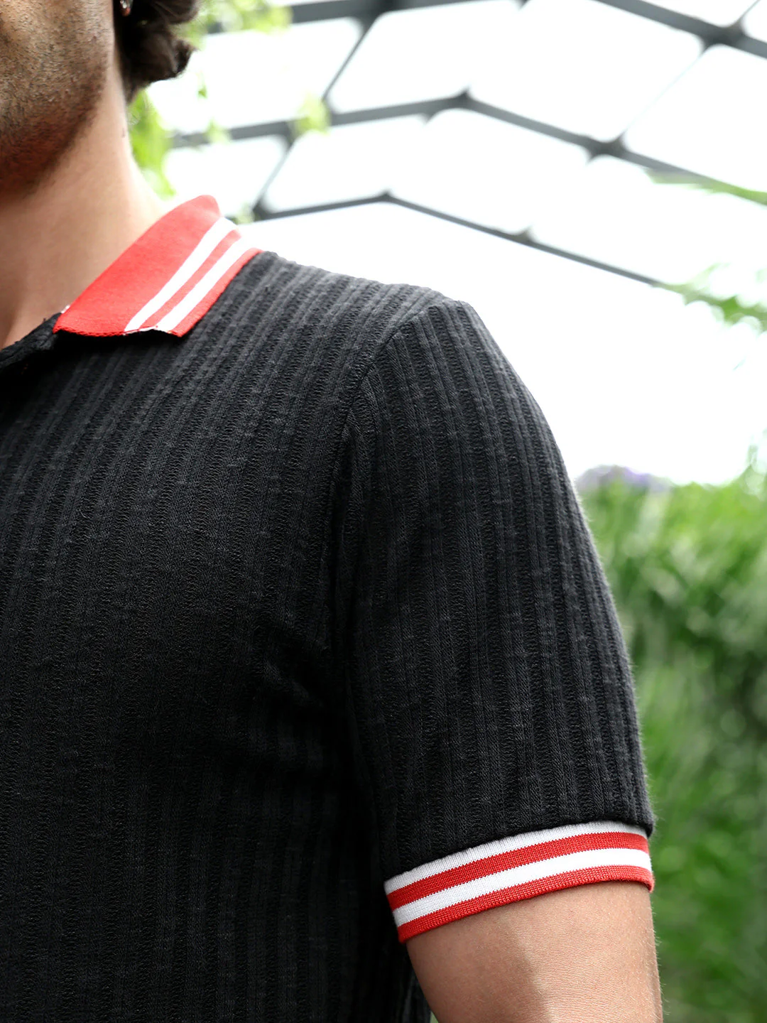 Contrast Vine-Tactile Polo T-Shirt - Image 8
