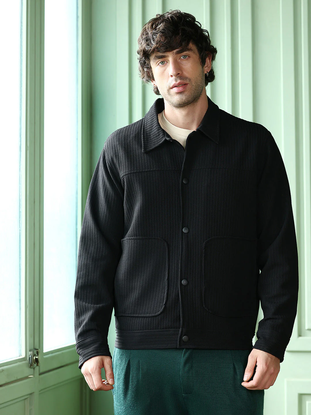 Crease-Tactile Panelled Jacket - Image 2