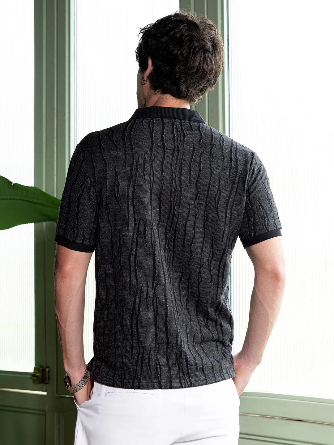 Crevice-Jacquard Polo T-Shirt - Image 4