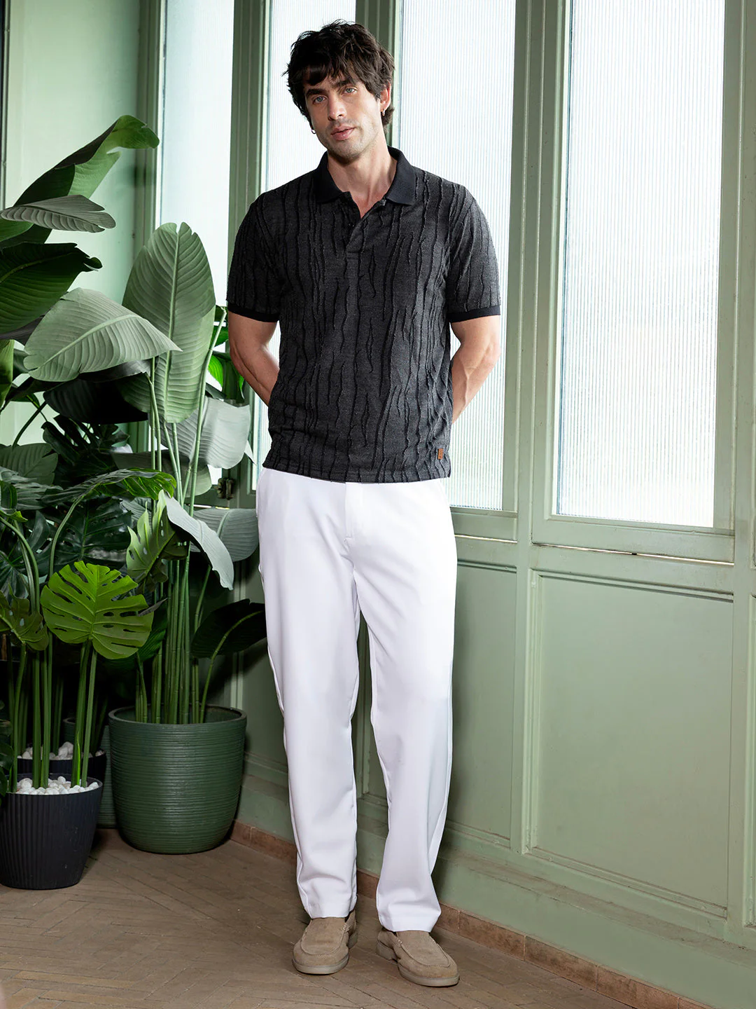 Crevice-Jacquard Polo T-Shirt - Image 5