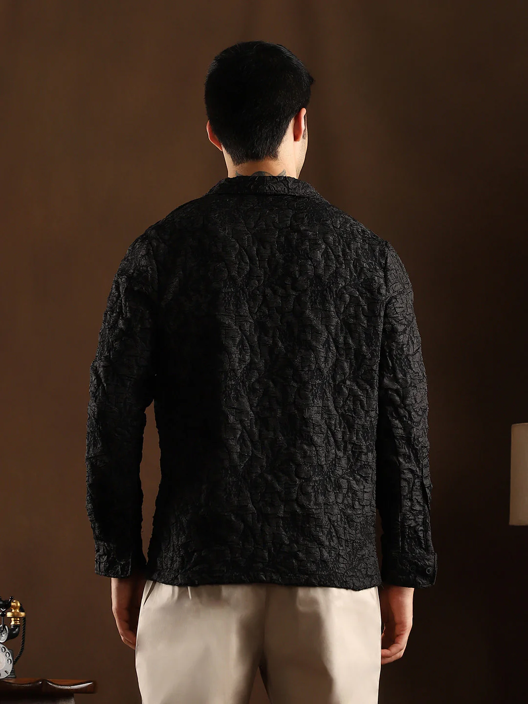 Crushed Shawl Collar Oversized Shirt - Image 4