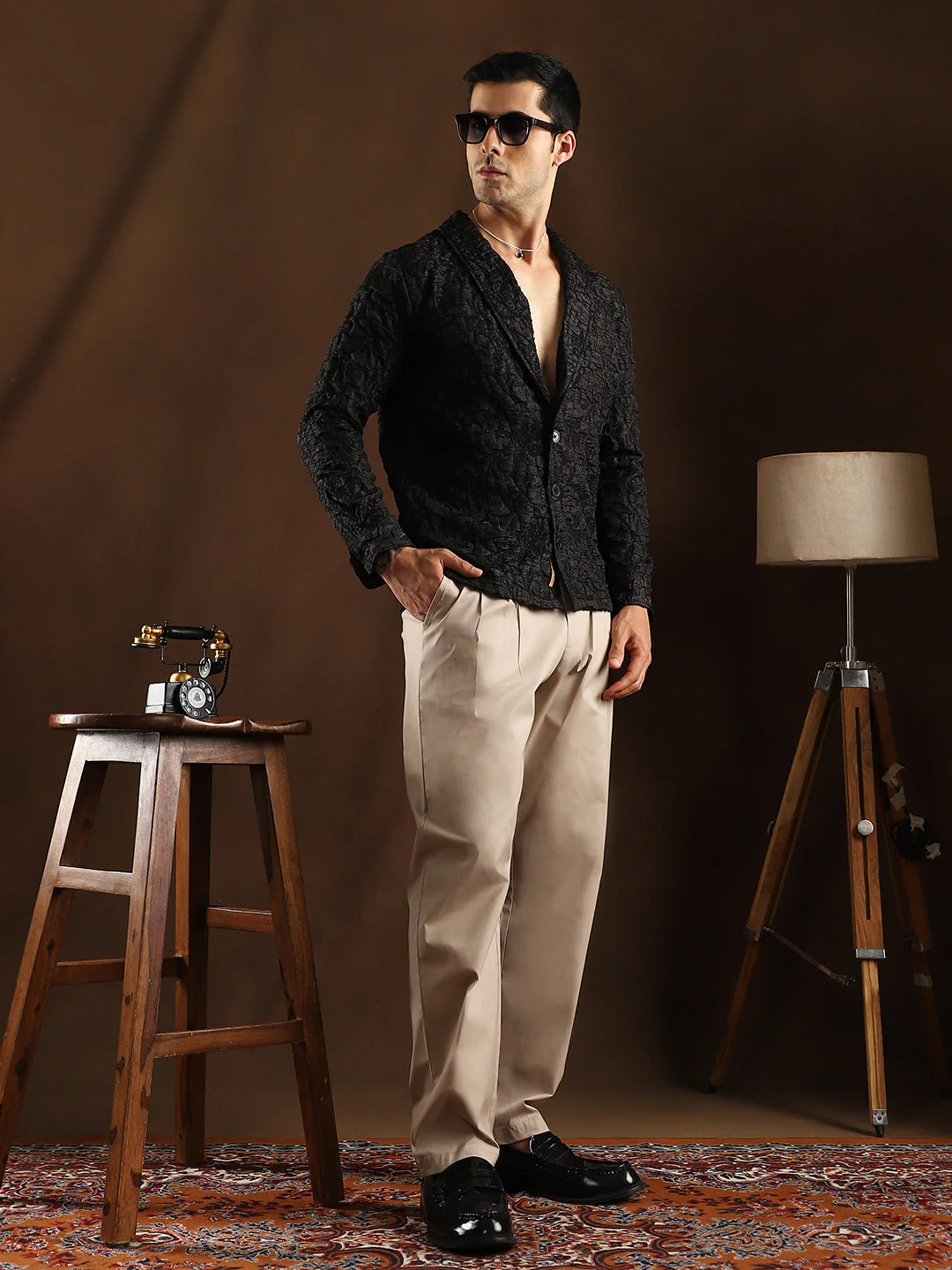 Crushed Shawl Collar Oversized Shirt - Image 6