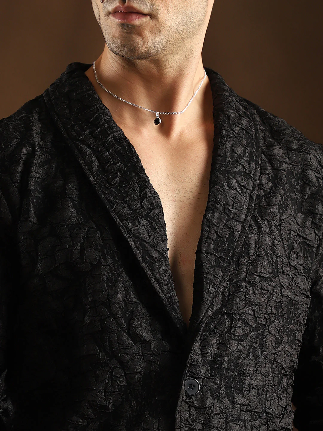 Crushed Shawl Collar Oversized Shirt - Image 7
