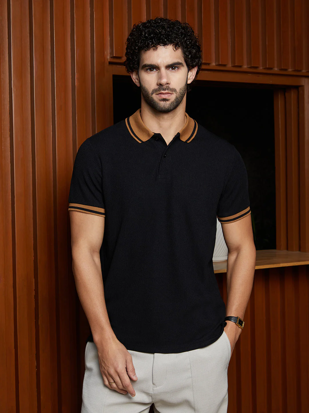 Cuboid-Stripe Polo T-Shirt - Image 2