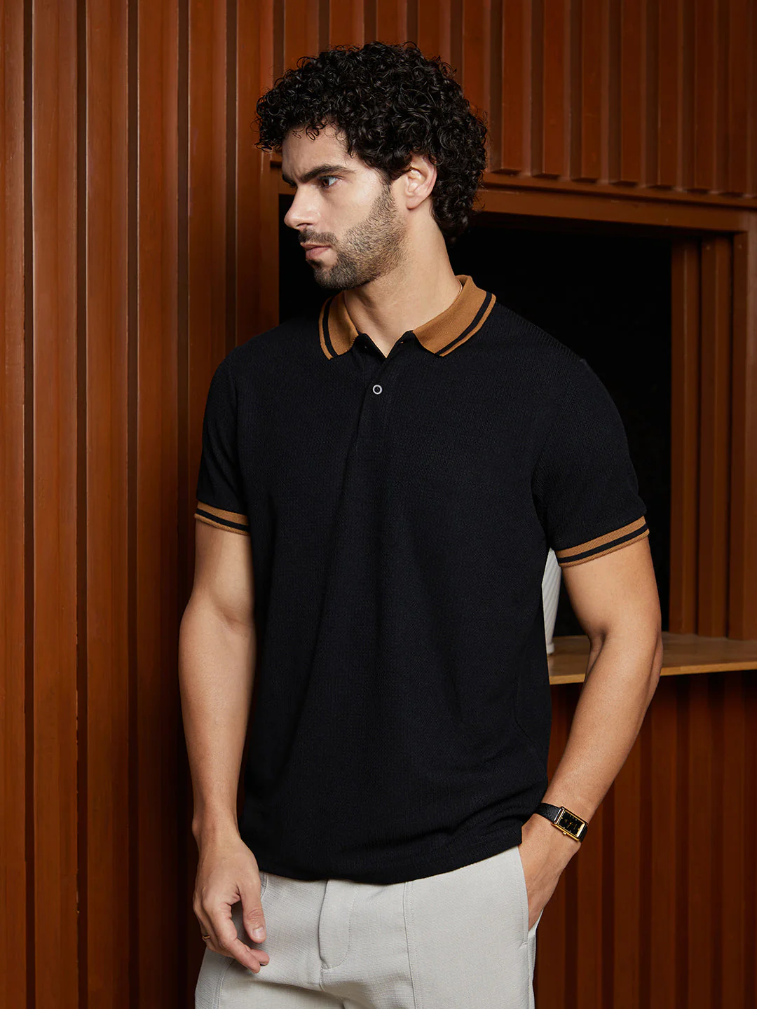Cuboid-Stripe Polo T-Shirt - Image 3