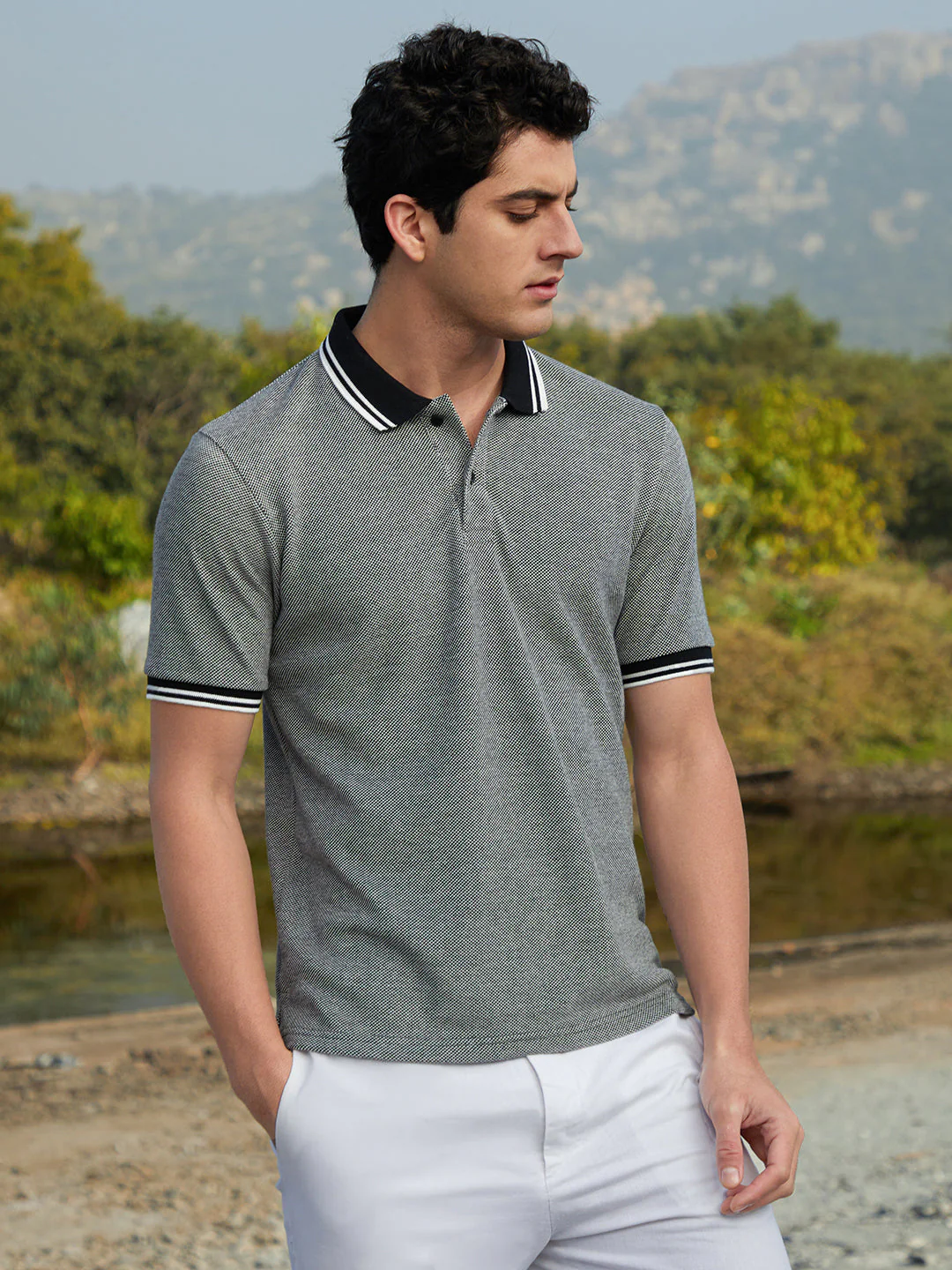 Duo-Hue Knit Polo T-Shirt - Image 3