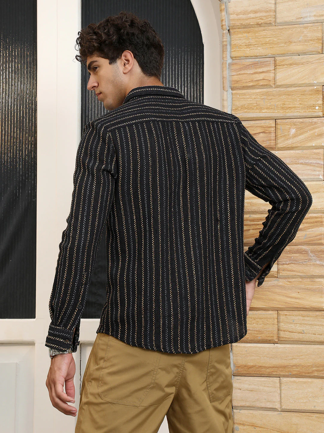Duo-Jacquard Striped Shirt - Image 4