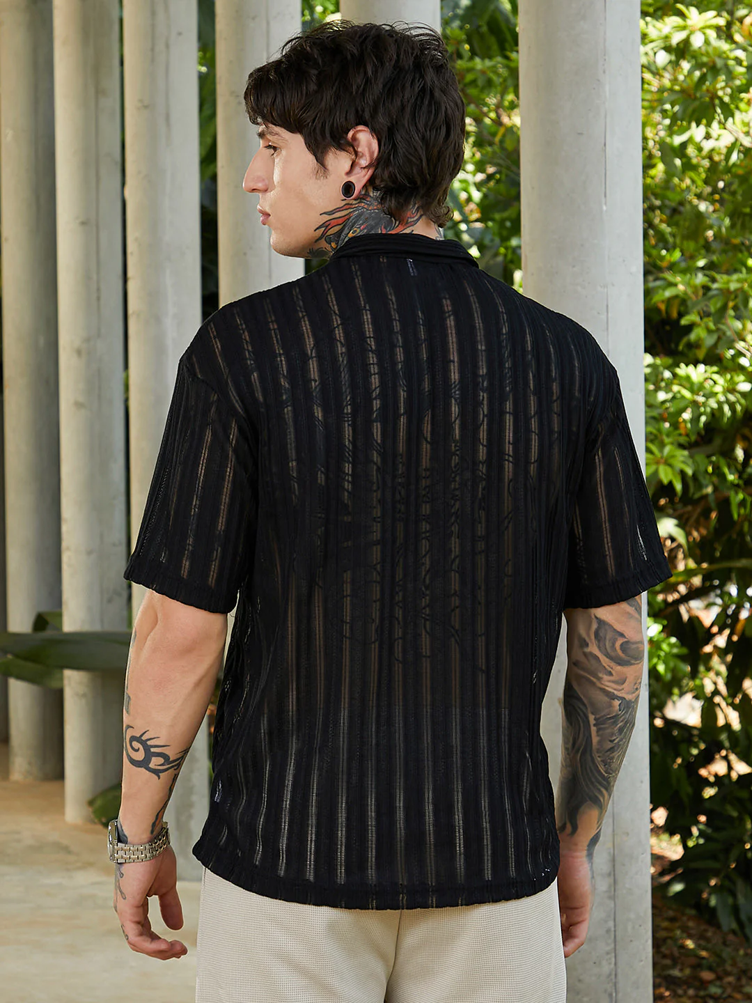 Duo-Striped Relaxed Polo T-Shirt - Image 4