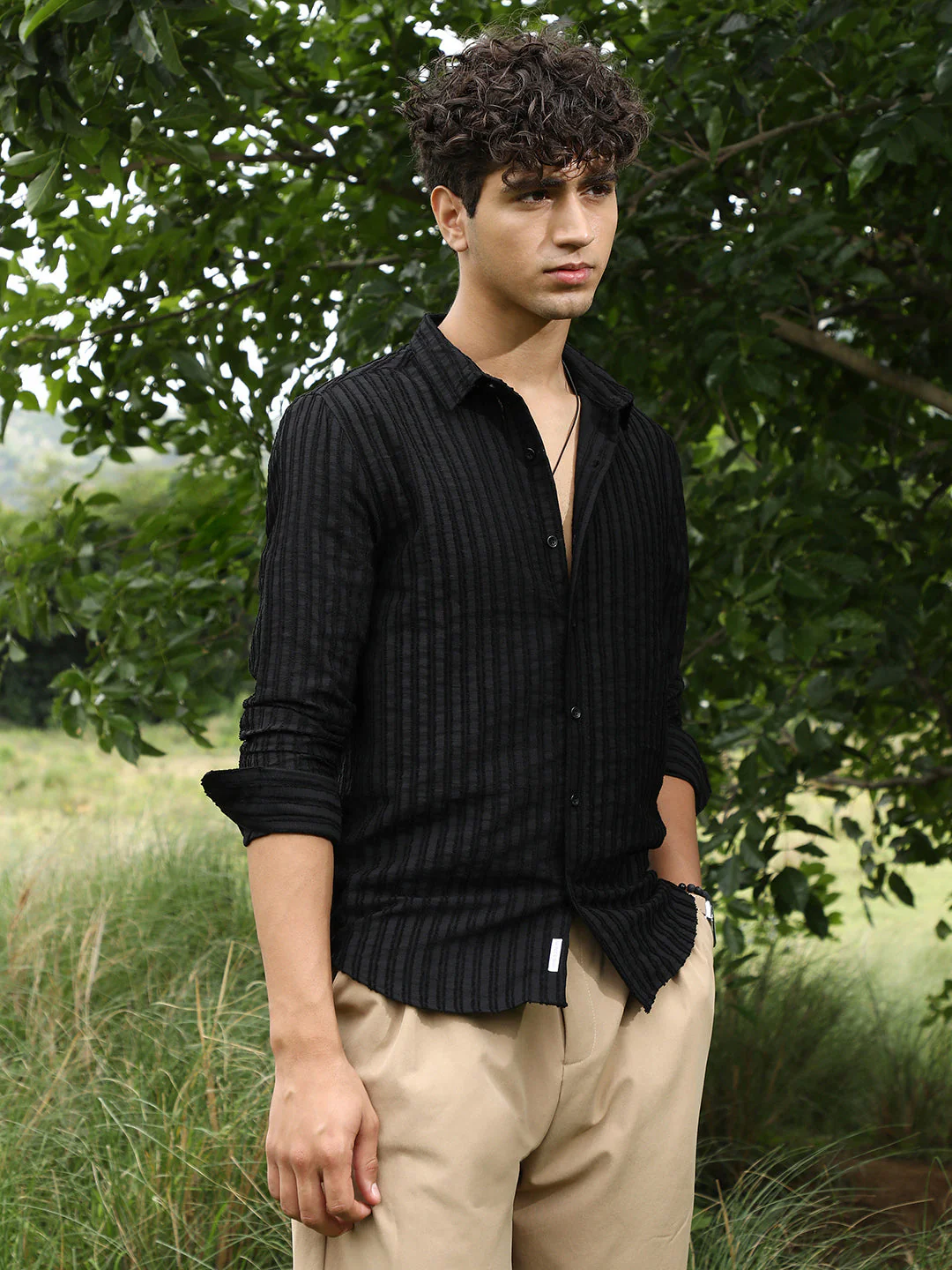 Edgy-Stripe Jacquard Shirt - Image 3