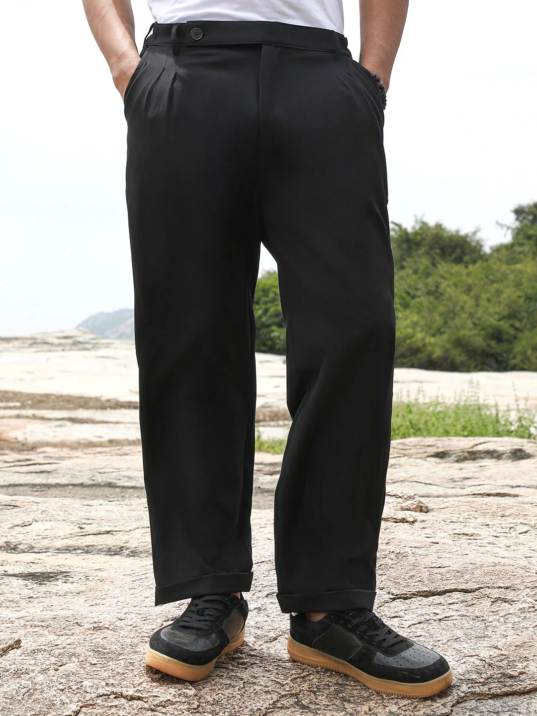 Extended-Waistband Straight Trousers - Image 2