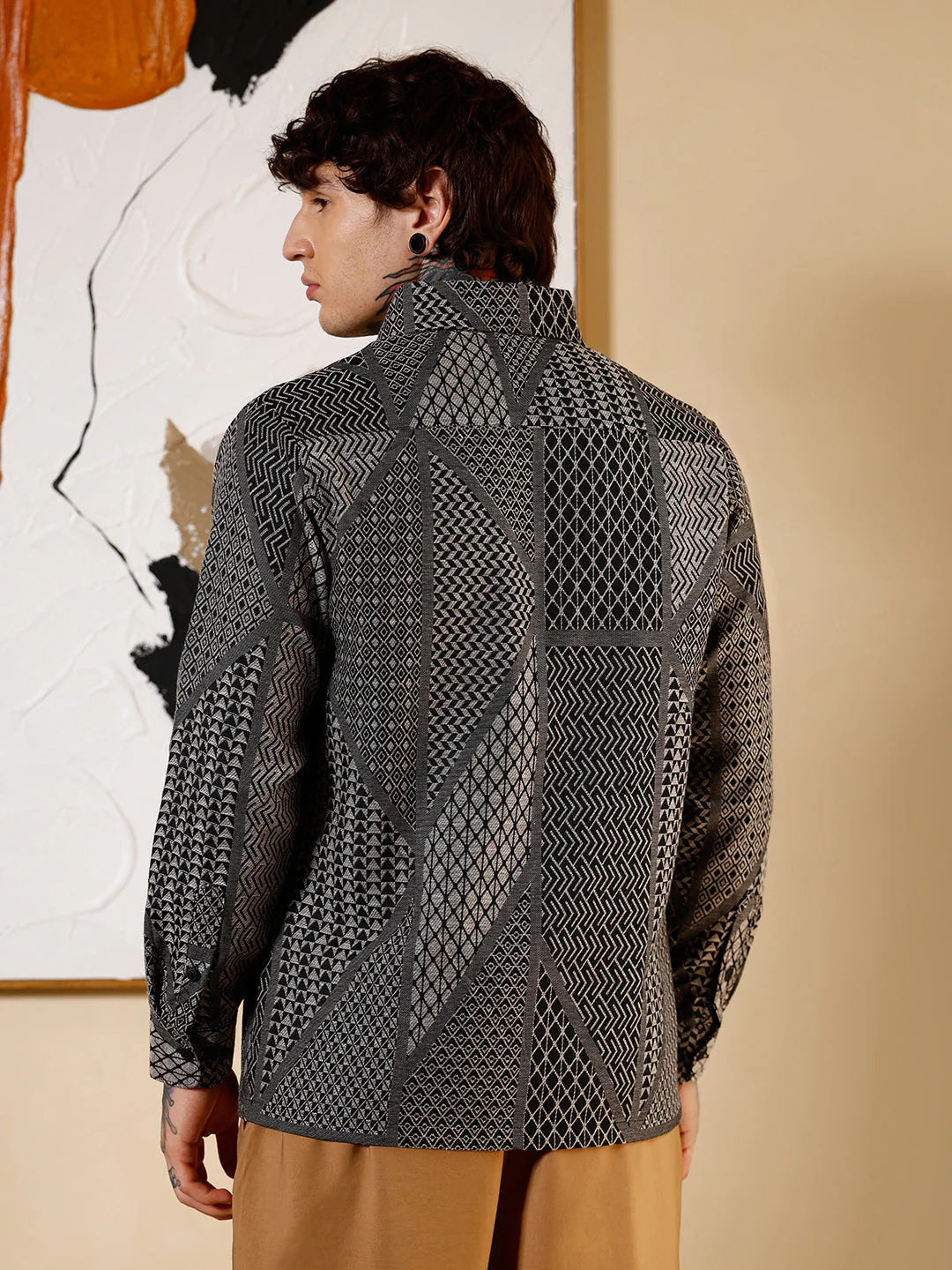 Geometric-Blocks Jacquard Shirt - Image 4