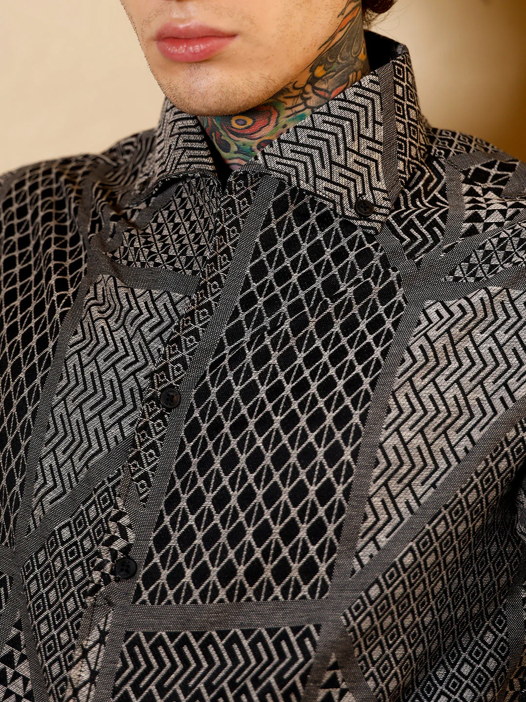 Geometric-Blocks Jacquard Shirt - Image 7