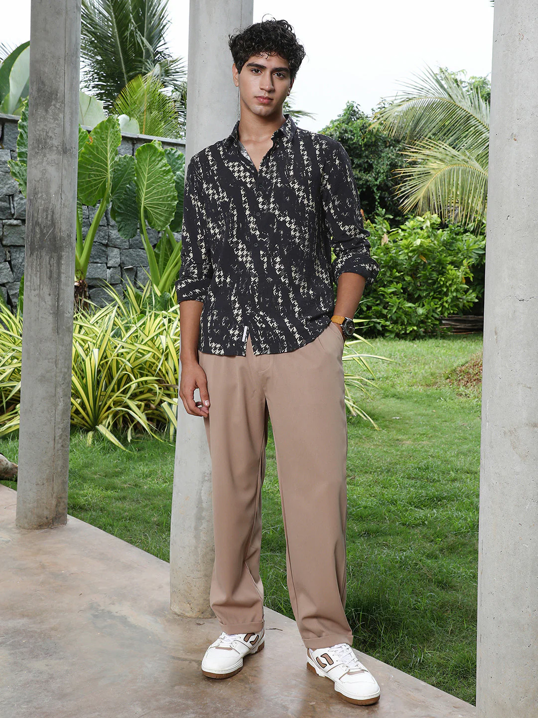 Grazed-Houndstooth Imprint Shirt - Image 5