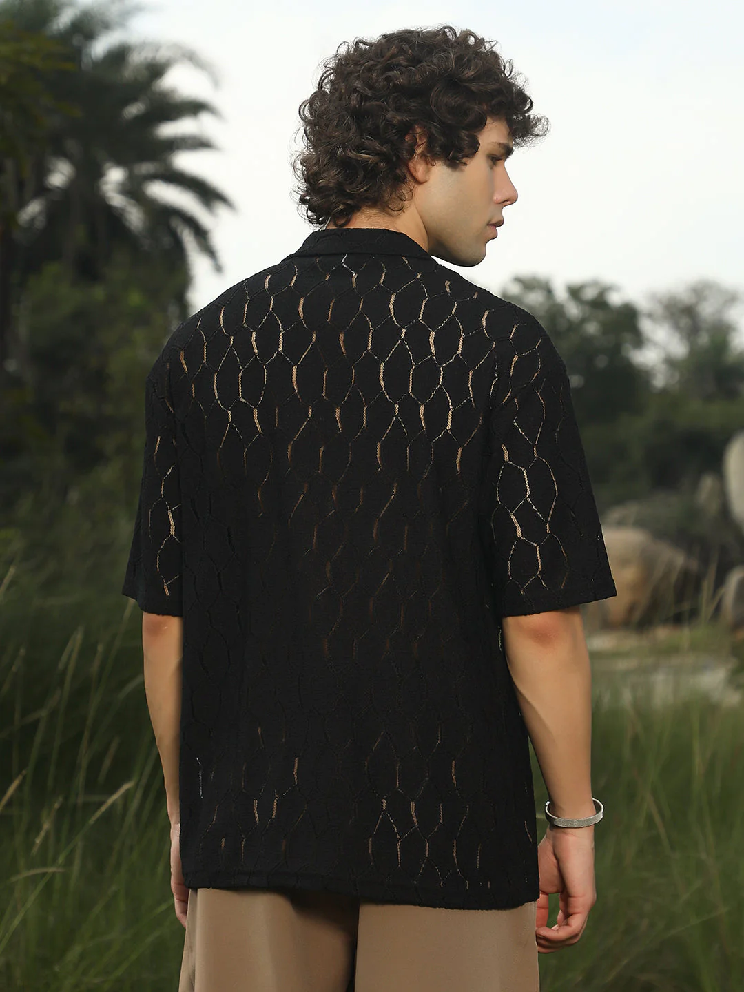Honeycomb-Knit Polo T-Shirt - Image 4